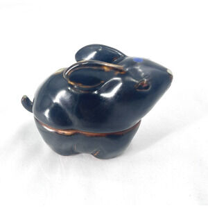 Vintage Ceramic Lidded Bunny Rabbit Candle Figurine Trinket Box